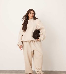 ARRANGE ARRANGE Curve oversized premium heavyweight sweatpants with cuffs in oatmeal-Neutral