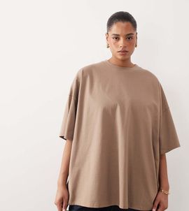 ARRANGE ARRANGE Curve oversized premium heavyweight T-shirt in taupe-Neutral