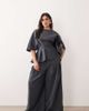 ARRANGE ARRANGE Curve pleated waist tailored wide leg pants set in charcoal-Gray - 1