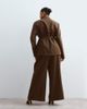 ARRANGE ARRANGE Curve pleated waist wide leg pants in chocolate - part of a set-Brown - 3