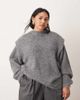 ARRANGE ARRANGE Curve rib knit shoulder pad sweater in charcoal-Gray - 1