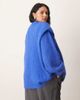 ARRANGE ARRANGE Curve ribbed knit shoulder pad sweater in cobalt blue - 4
