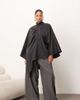 ARRANGE ARRANGE Curve satin over-layer cape top in black - 1