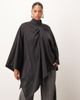 ARRANGE ARRANGE Curve satin over-layer cape top in black - 2