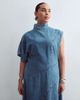 ARRANGE ARRANGE Curve seam detail denim maxi dress in mid wash blue - 1