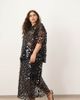 ARRANGE ARRANGE Curve sheer grid sequin maxi skirt in black - part of a set - 1