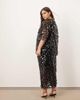 ARRANGE ARRANGE Curve sheer grid sequin maxi skirt in black - part of a set - 4