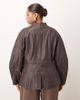 ARRANGE ARRANGE Curve soft leather jacket with cinched waist and ovoid sleeves in chocolate-Brown - 3