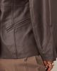 ARRANGE ARRANGE Curve soft leather jacket with cinched waist and ovoid sleeves in chocolate-Brown - 4