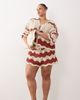ARRANGE ARRANGE Curve stripe crochet shorts in rust and beige - part of a set-Red - 1