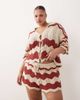 ARRANGE ARRANGE Curve stripe crochet shorts in rust and beige - part of a set-Red - 2
