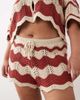 ARRANGE ARRANGE Curve stripe crochet shorts in rust and beige - part of a set-Red - 3
