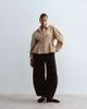 ARRANGE ARRANGE Curve structured collared peplum shirt with contrast buttons in camel striped print-Neutral - 2