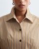 ARRANGE ARRANGE Curve structured collared peplum shirt with contrast buttons in camel striped print-Neutral - 3