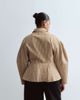 ARRANGE ARRANGE Curve structured collared peplum shirt with contrast buttons in camel striped print-Neutral - 4