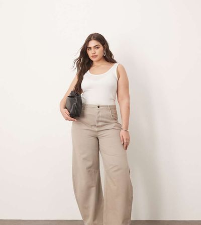 ARRANGE ARRANGE Curve sydney denim barrel leg jeans in heather gray
