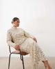 ARRANGE ARRANGE Curve textural sequin high neck long sleeve maxi dress in buttermilk-White - 1