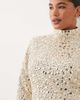 ARRANGE ARRANGE Curve textural sequin high neck long sleeve maxi dress in buttermilk-White - 3
