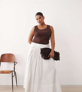 ARRANGE ARRANGE Curve tie front wrap maxi skirt in white