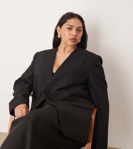 ARRANGE ARRANGE Curve ultimate collarless blazer in black