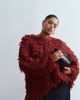 ARRANGE ARRANGE Curve wool blend hand knit ultimate loop fringe sweater in burgundy-Red - 1