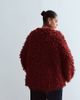 ARRANGE ARRANGE Curve wool blend hand knit ultimate loop fringe sweater in burgundy-Red - 3