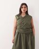 ARRANGE ARRANGE Curve wrap drop waist maxi dress in dark khaki-Green - 2