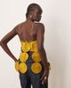 ARRANGE ARRANGE cut work floral fringe hem top in gold-Green - 4