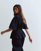 ARRANGE ARRANGE denim cinched waist pleated top in indigo - part of a set-Blue - 3