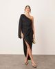 ARRANGE ARRANGE drape one shoulder maxi dress with tulip skirt in black - 1