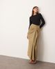 ARRANGE ARRANGE drape structured maxi skirt with metal trim in camel-Neutral - 1
