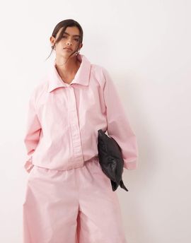 ARRANGE ARRANGE drawstring hem utility twill jacket co ord in pale pink - part of a set