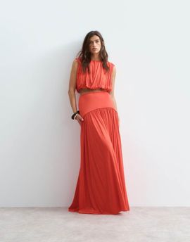 ARRANGE ARRANGE drop waist fluid maxi skirt in red - part of a set