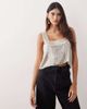 ARRANGE ARRANGE embellished beaded square neck boxy crop top in silver - 1