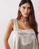 ARRANGE ARRANGE embellished beaded square neck boxy crop top in silver - 4