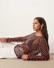 ARRANGE ARRANGE embellished mesh long sleeve top in dusky pink-Purple - 1