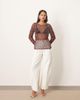 ARRANGE ARRANGE embellished mesh long sleeve top in dusky pink-Purple - 2