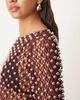 ARRANGE ARRANGE embellished mesh long sleeve top in dusky pink-Purple - 3