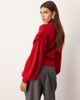 ARRANGE ARRANGE engineered knit sculpted sweater with shoulder detail in red - 4