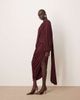 ARRANGE ARRANGE fallen shoulder draped midi dress with train back in burgundy-Red - 1