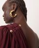 ARRANGE ARRANGE fallen shoulder draped midi dress with train back in burgundy-Red - 4