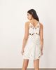 ARRANGE ARRANGE floral cutwork halterneck mini dress with contrast stitch in white - 4