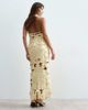 ARRANGE ARRANGE floral embroidered linen cutwork midi skirt in buttermilk - part of a set-Yellow - 3