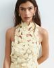 ARRANGE ARRANGE floral embroidered linen look cutwork halterneck top in buttermilk - part of a set-Yellow - 1
