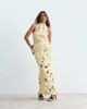 ARRANGE ARRANGE floral embroidered linen look cutwork halterneck top in buttermilk - part of a set-Yellow - 2