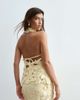 ARRANGE ARRANGE floral embroidered linen look cutwork halterneck top in buttermilk - part of a set-Yellow - 3