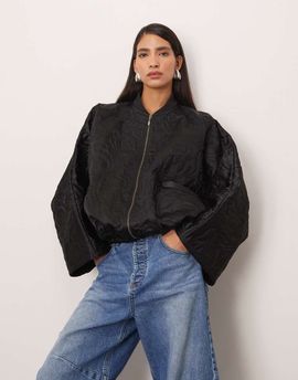 ARRANGE ARRANGE floral quilted bomber jacket in black
