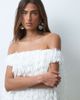 ARRANGE ARRANGE fringe sequin bardot trapeze mini dress in white - 4