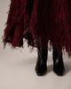 ARRANGE ARRANGE fringe texture asymmetric maxi skirt in oxblood-Red - 3