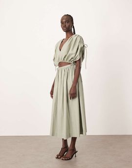 ARRANGE ARRANGE full skirt with drop waist detail in sage - part of a set-Green